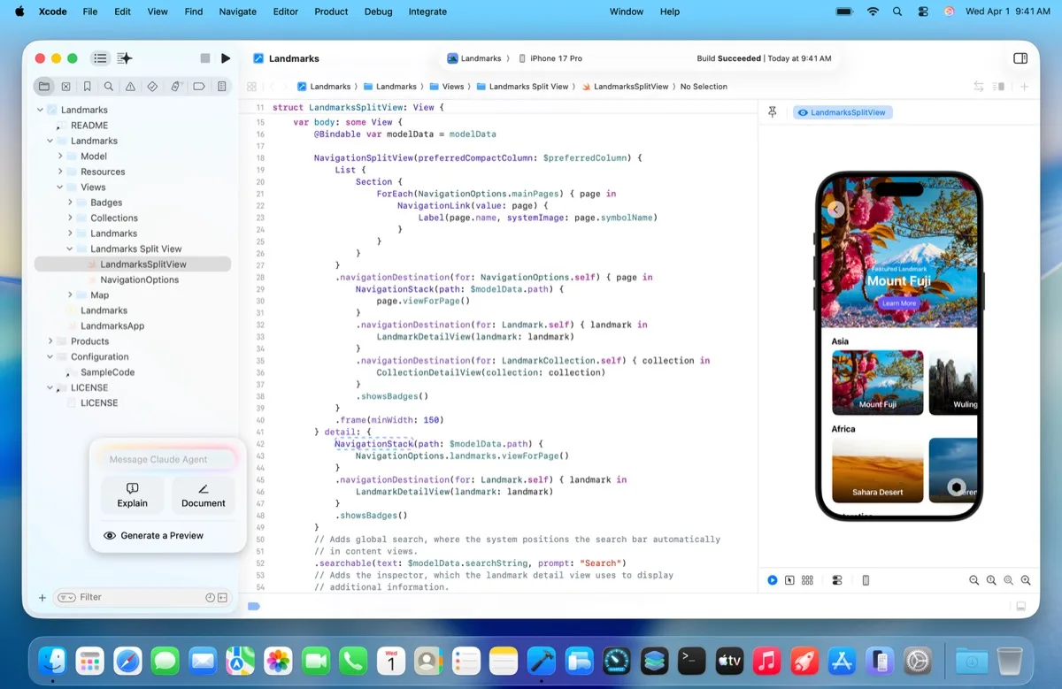 Xcode 16 interface on a Mac